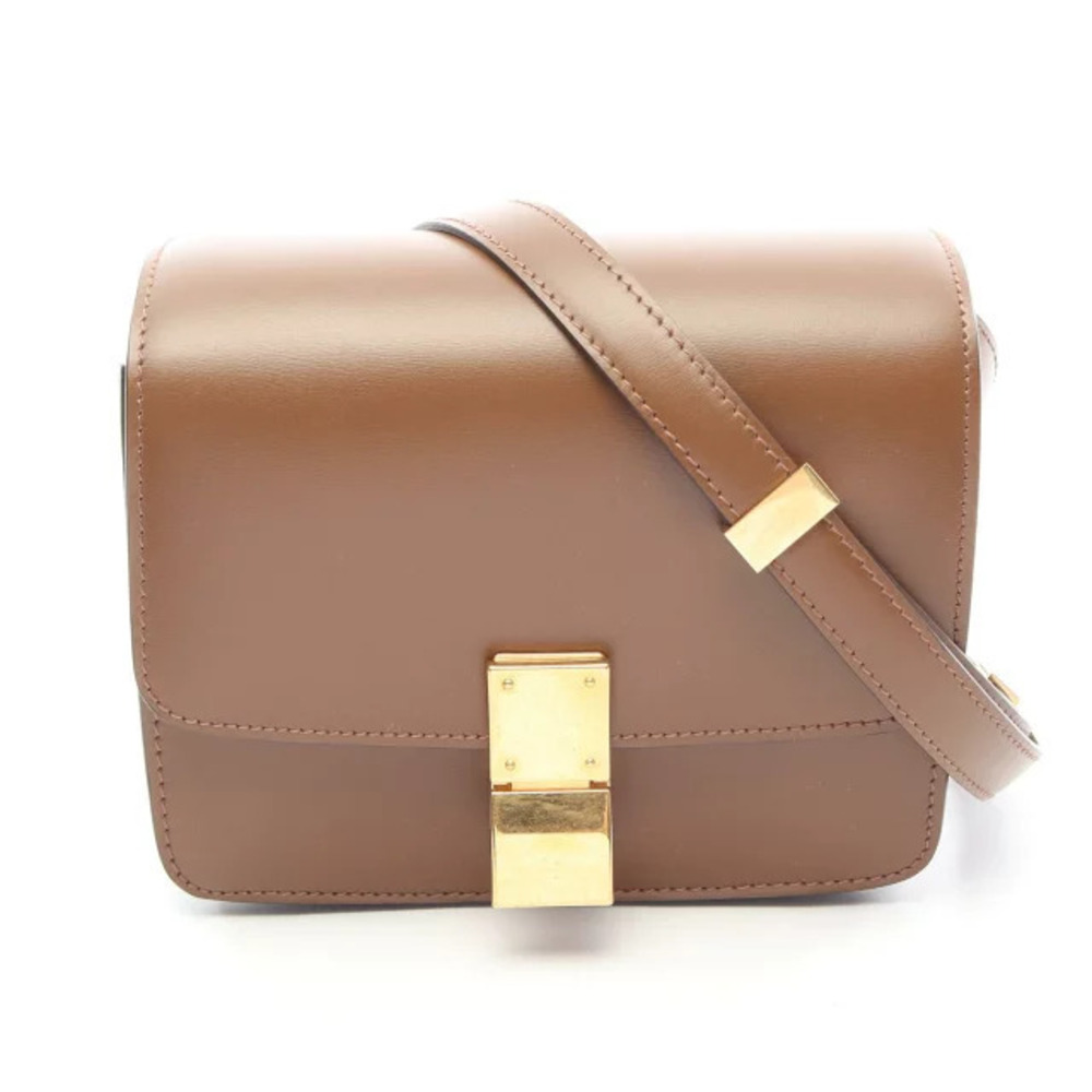 Celine Leather Crossbody Bag Rectangular Flap Turnlock Brown